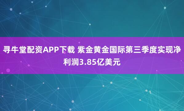 寻牛堂配资APP下载 紫金黄金国际第三季度实现净利润3.85亿美元